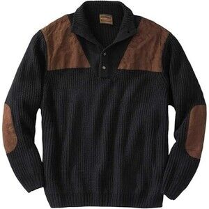 Boulder Creek Mens Patch Sweater Mock Neck Black Kingsize Big & Tall Large NWOT